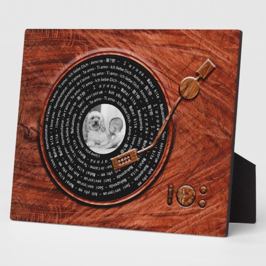 Aangepaste foto met liefdesbericht Rustisch hout F Fotoplaat (Zijkant)