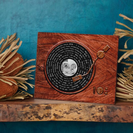 Aangepaste foto met liefdesbericht Rustisch hout F Fotoplaat (Zijkant)