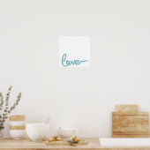 Aangepaste foto met LOVE in blauwe typografie Poster (Keuken)