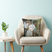 Aangepaste foto met monogram en datum symbool van kussen (Stoel)