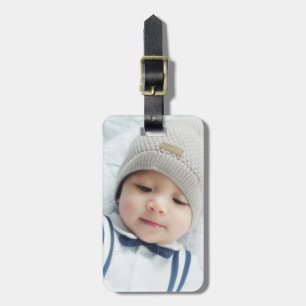 Aangepaste foto met monogram en naam bagagelabel