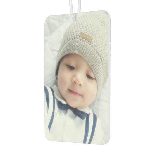 Aangepaste foto met monogram en naam luchtverfrisser (Links)