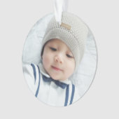 Aangepaste foto met monogram en naam ornament (voorkant)