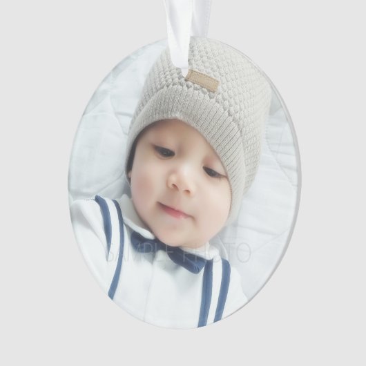 Aangepaste foto met monogram en naam ornament (voorkant)