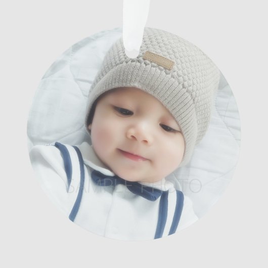 Aangepaste foto met monogram en naam ornament (voorkant)