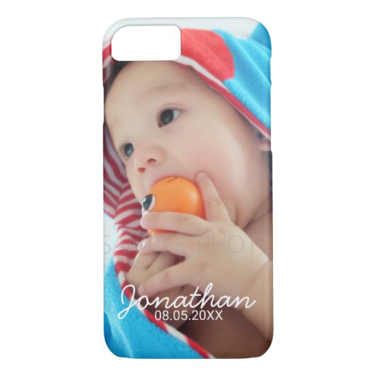 Aangepaste foto met naam en datum Case-Mate iPhone case (Achterkant)