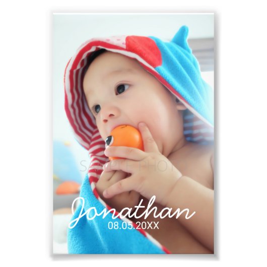 Aangepaste foto met naam en datum foto afdruk (Voorkant)