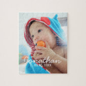 Aangepaste foto met naam en datum legpuzzel (Verticaal)