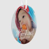 Aangepaste foto met naam en datum ornament (voorkant)