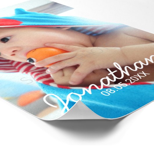 Aangepaste foto met naam en datum poster (Hoek)