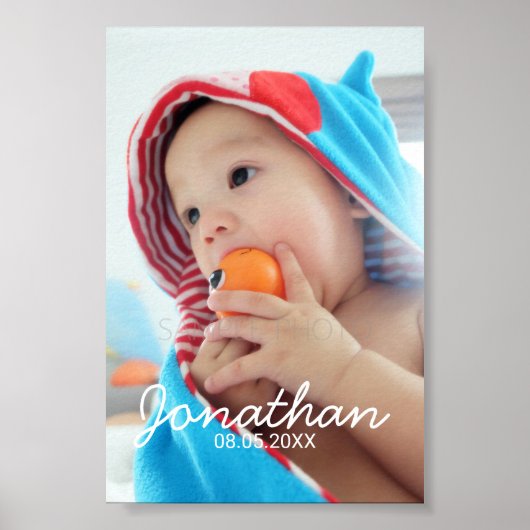 Aangepaste foto met naam en datum poster (Voorkant)