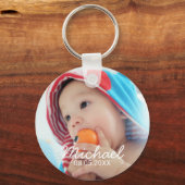 Aangepaste foto met naam en datum sleutelhanger (Voorkant)