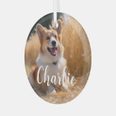 Aangepaste foto met naam glas ornament (Voorkant links)