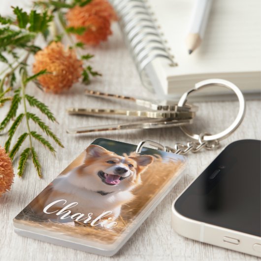 Aangepaste foto met naam sleutelhanger (Voorkant Rechts)