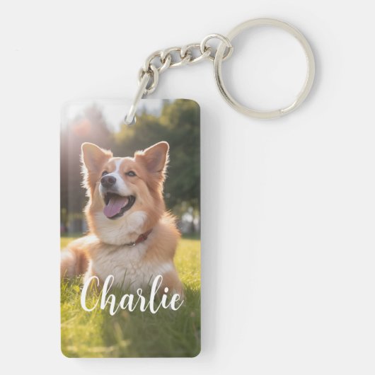 Aangepaste foto met naam sleutelhanger (achterkant)