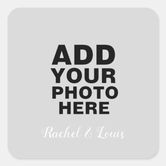Aangepaste foto met namen vierkante sticker (Voorkant)