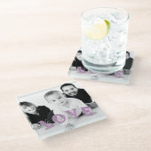 Aangepaste foto met overlay liefdesbriefing glazen onderzetter (Schuin)