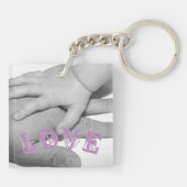 Aangepaste foto met overlay liefdesbriefing sleutelhanger (Achterkant)