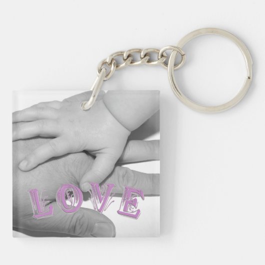 Aangepaste foto met overlay liefdesbriefing sleutelhanger (Achterkant)