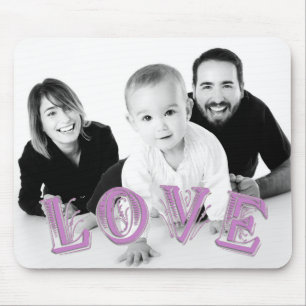 Aangepaste foto met overlay voor LOVE Typografie Muismat