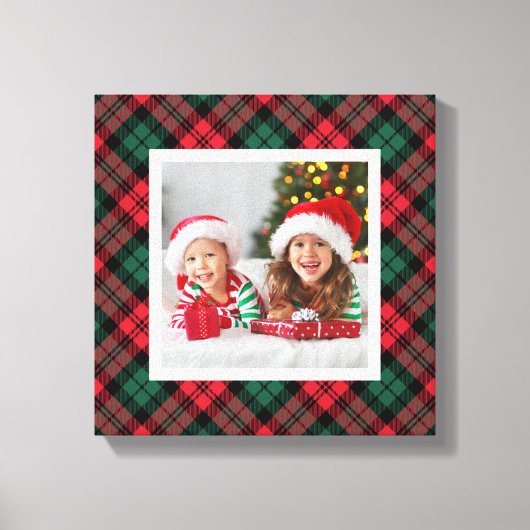 Aangepaste foto met rode en groene kerstfoto canvas afdruk (Voorkant)