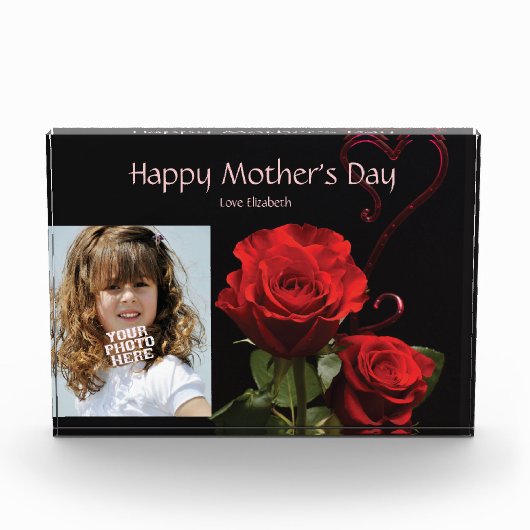 Aangepaste foto met Roos, Moederdag Acrylcadeau (Voorkant)