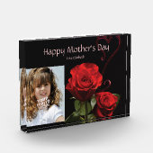 Aangepaste foto met Roos, Moederdag Acrylcadeau (Links)
