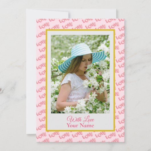 Aangepaste foto met roze liefdesharten (Voorkant)