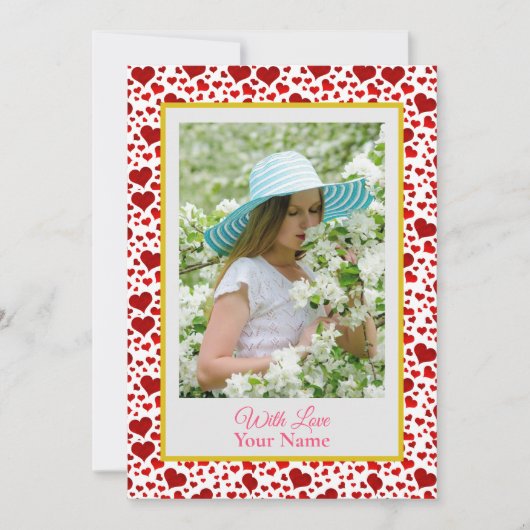 Aangepaste foto met roze liefdesharten (Voorkant)