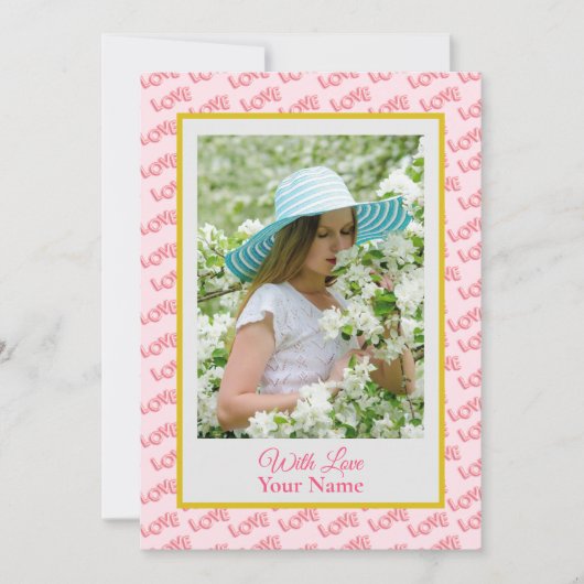 Aangepaste foto met roze liefdeshartjes (Voorkant)