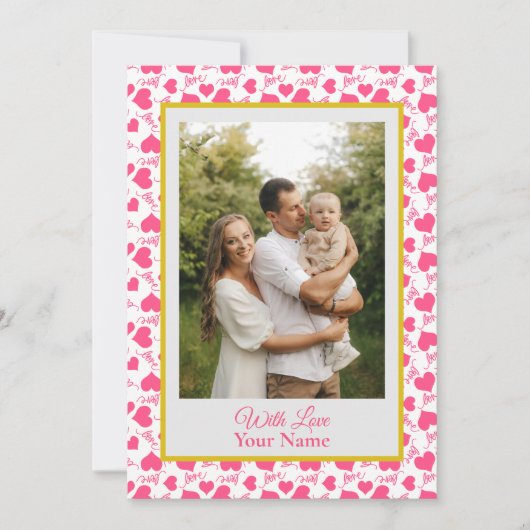 Aangepaste foto met roze liefdeshartjes (Voorkant)