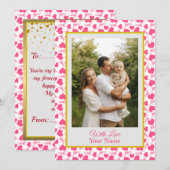 Aangepaste foto met roze liefdeshartjes (Voorkant / Achterkant)