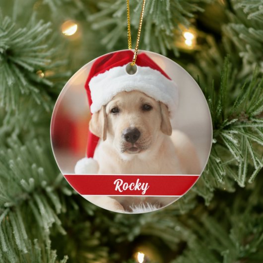 Aangepaste foto met script monogram, Kerstmis Keramisch Ornament (Boom)