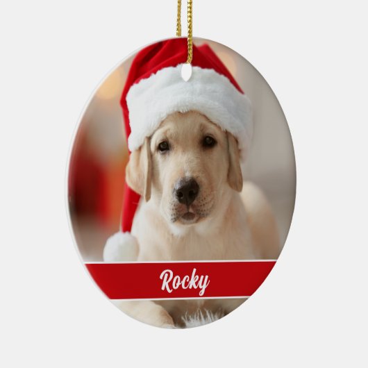 Aangepaste foto met script-monogram, Kerstmis  Keramisch Ornament (Rechts)