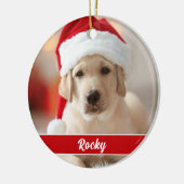 Aangepaste foto met script monogram, Kerstmis Keramisch Ornament (Links)