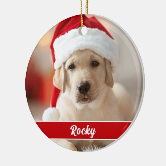 Aangepaste foto met script-monogram, Kerstmis  Keramisch Ornament (Links)