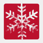 Aangepaste foto met sneeuwvlokken rood metalen ornament (Achterkant)