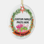 Aangepaste foto met speciale kerststructuur keramisch ornament (Rechts)