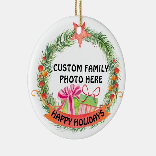 Aangepaste foto met speciale kerststructuur keramisch ornament (Rechts)