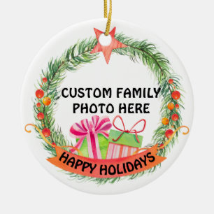 Aangepaste foto met speciale kerststructuur keramisch ornament