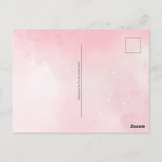 Aangepaste foto met sterrenhemel in zachtroze voor briefkaart (Achterkant)