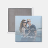 Aangepaste foto met stoffig blauwe bruiloft magneet (Voorkant / Achterkant)