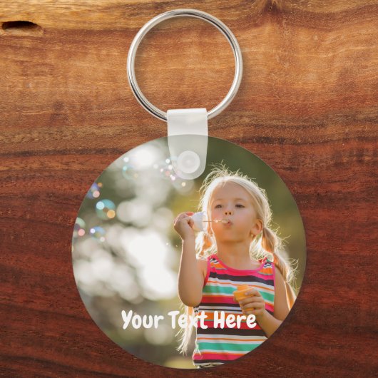 Aangepaste foto met tekst sleutelhanger (Voorkant)