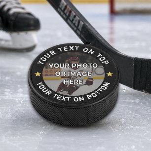 Aangepaste foto met uw tekst en kleur gepersonalis hockey puck