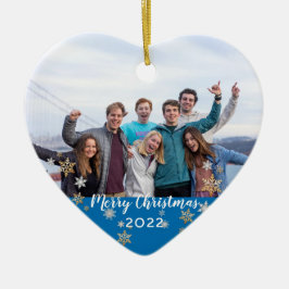 Aangepaste foto met vierzijdige feestdagen keramisch ornament