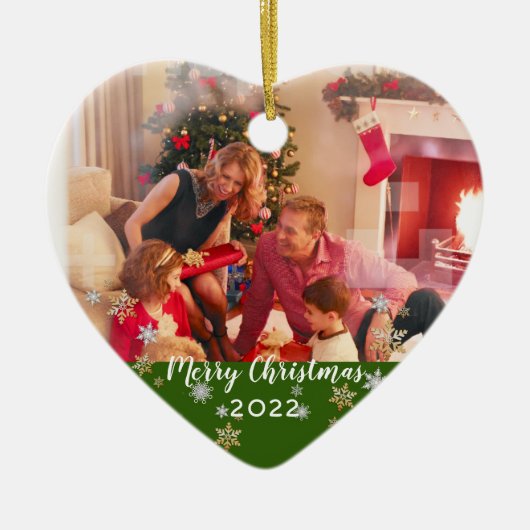 Aangepaste foto met vierzijdige feestdagen keramisch ornament (Voorkant)