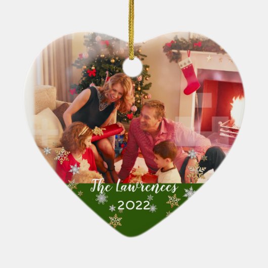 Aangepaste foto met vierzijdige feestdagen keramisch ornament (Achterkant)