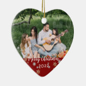 Aangepaste foto met vierzijdige rode halve rand ke keramisch ornament (Rechts)