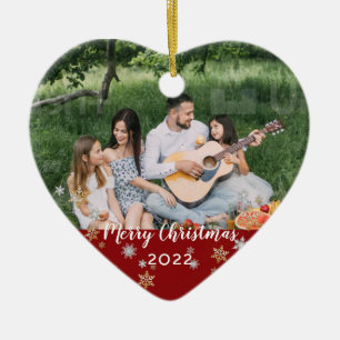 Aangepaste foto met vierzijdige rode halve rand ke keramisch ornament