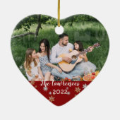 Aangepaste foto met vierzijdige rode halve rand ke keramisch ornament (Achterkant)